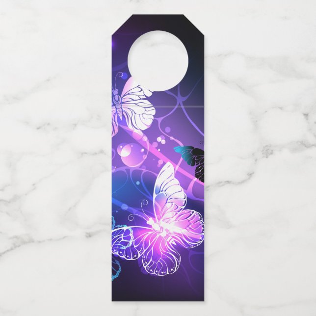 Background with Night Butterflies Bottle Tag (Back)