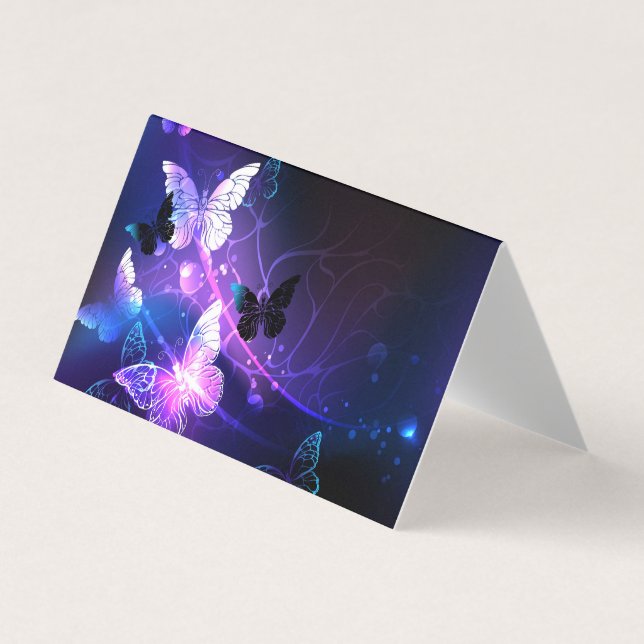 Background with Night Butterflies Business Card (Front)