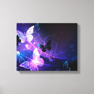 Background with Night Butterflies Canvas Print