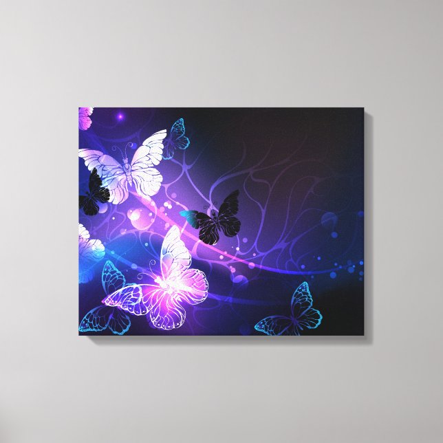 Background with Night Butterflies Canvas Print (Front)