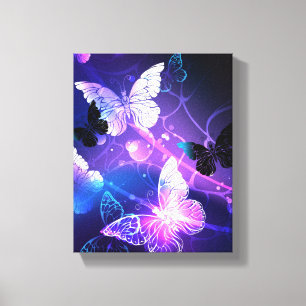 Background with Night Butterflies Canvas Print