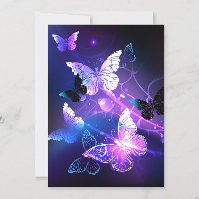 Background with Night Butterflies Card (Front)