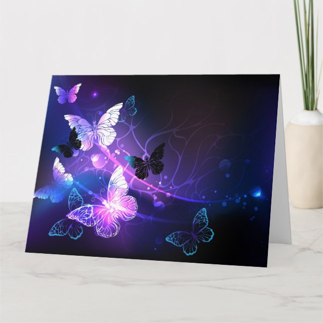 Background with Night Butterflies Card (Front)