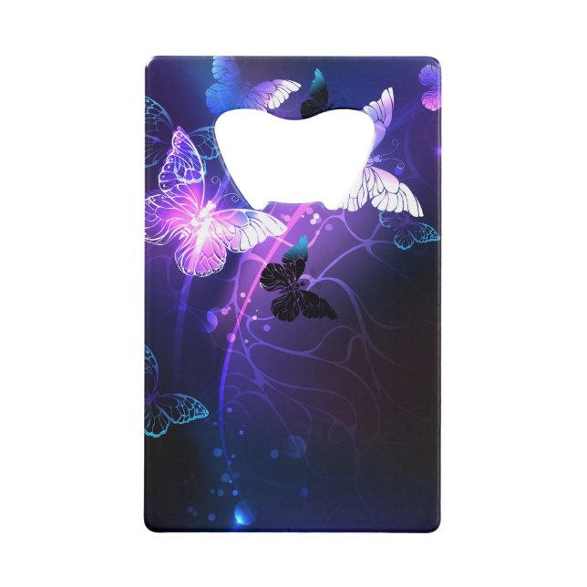 Background with Night Butterflies Credit Card Bottle Opener (Front)