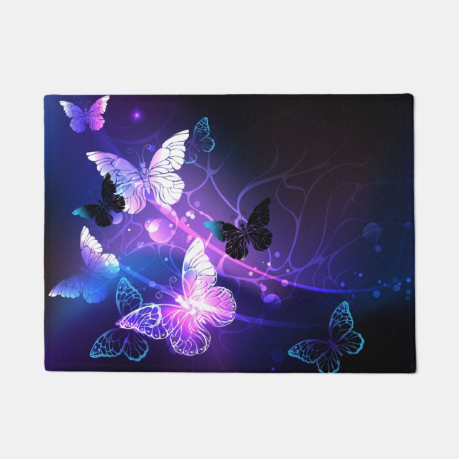 Background with Night Butterflies Doormat (Front)