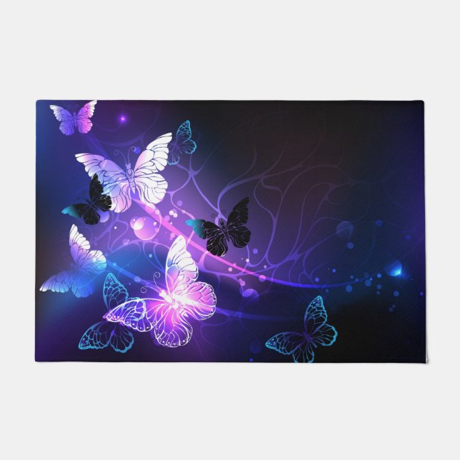 Background with Night Butterflies Doormat (Front)