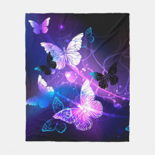 Background with Night Butterflies Fleece Blanket