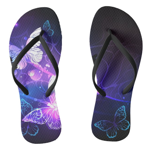 Background with Night Butterflies Flip Flops (Footbed)