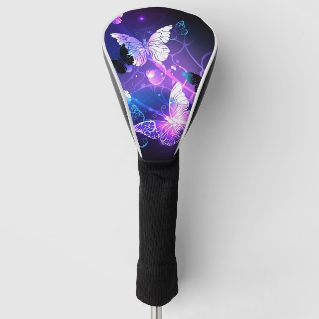 Background with Night Butterflies Golf Head Cover (Front)