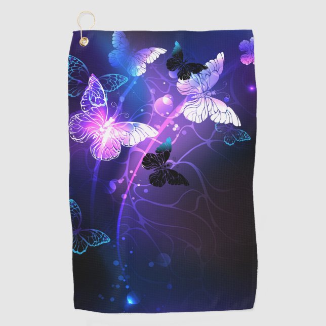Background with Night Butterflies Golf Towel (Front)