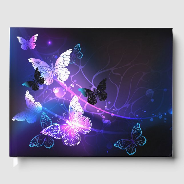 Background with Night Butterflies Guest Book (Front)