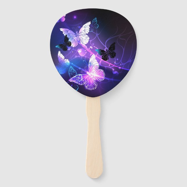 Background with Night Butterflies Hand Fan (Front)