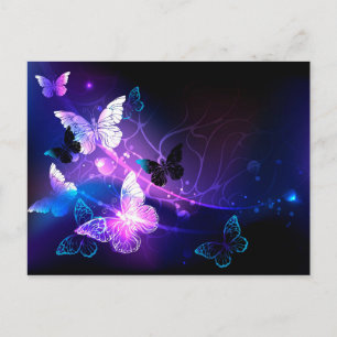 Background with Night Butterflies Holiday Postcard