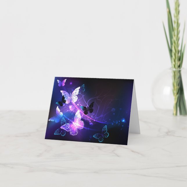 Background with Night Butterflies Invitation (Front)