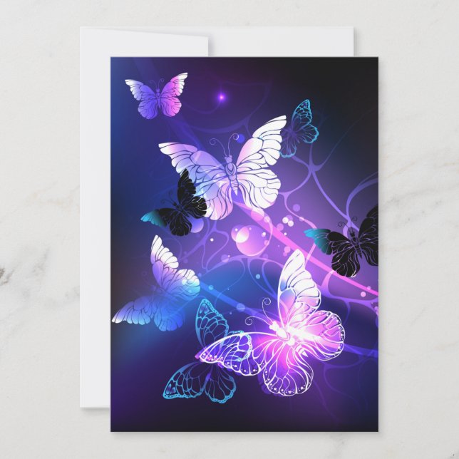 Background with Night Butterflies Invitation (Front)