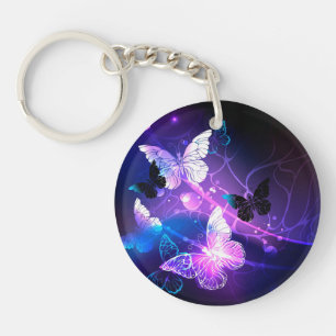 Background with Night Butterflies Keychain