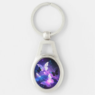 Background with Night Butterflies Keychain