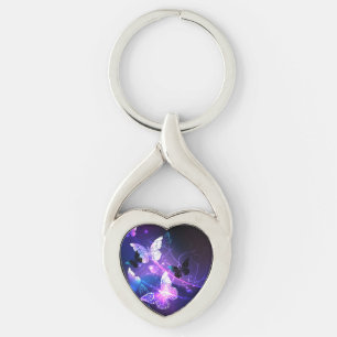 Background with Night Butterflies Keychain