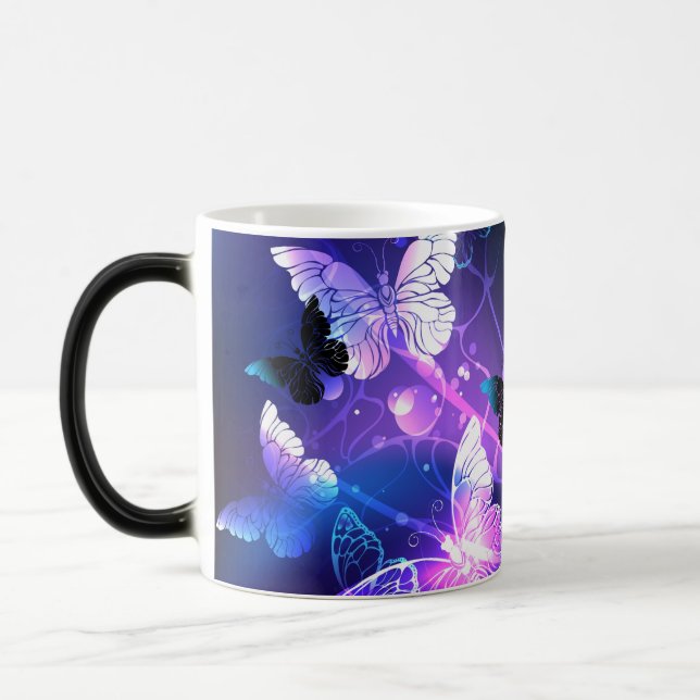 Background with Night Butterflies Magic Mug (Left)