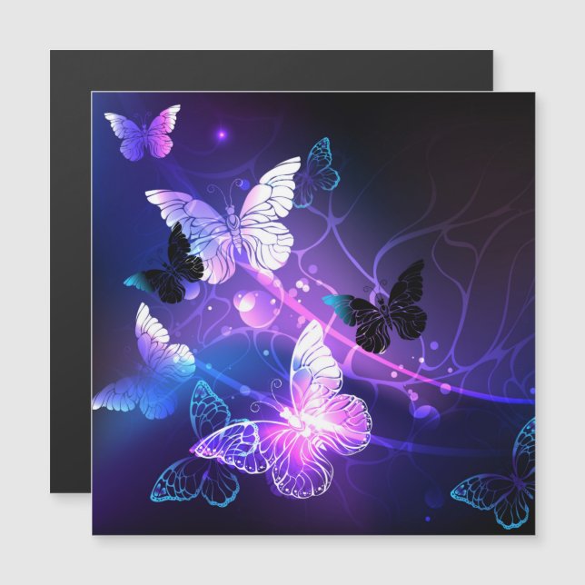 Background with Night Butterflies Magnetic Invitation (Front/Back)