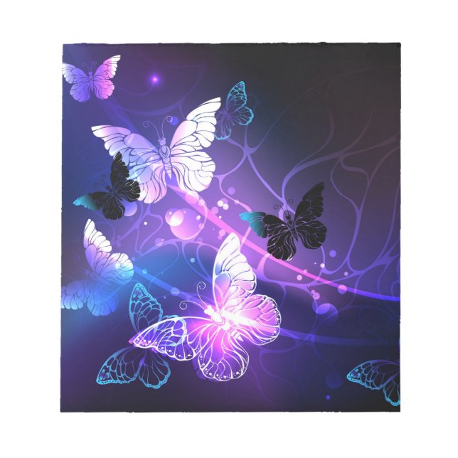 Background with Night Butterflies Notepad (Front)