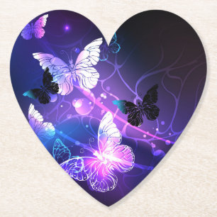 Background with Night Butterflies Paper Coaster