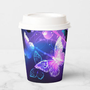 Background with Night Butterflies Paper Cups