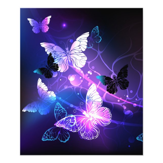 Background with Night Butterflies Photo Print (Front)