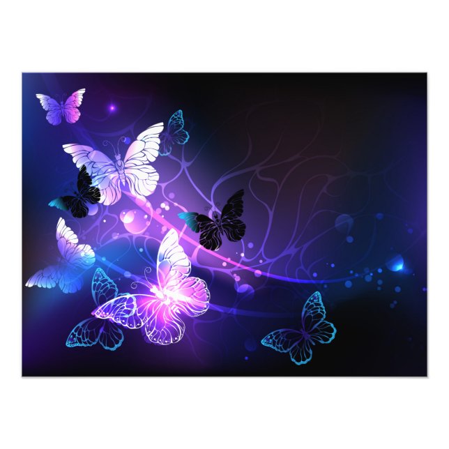 Background with Night Butterflies Photo Print (Front)