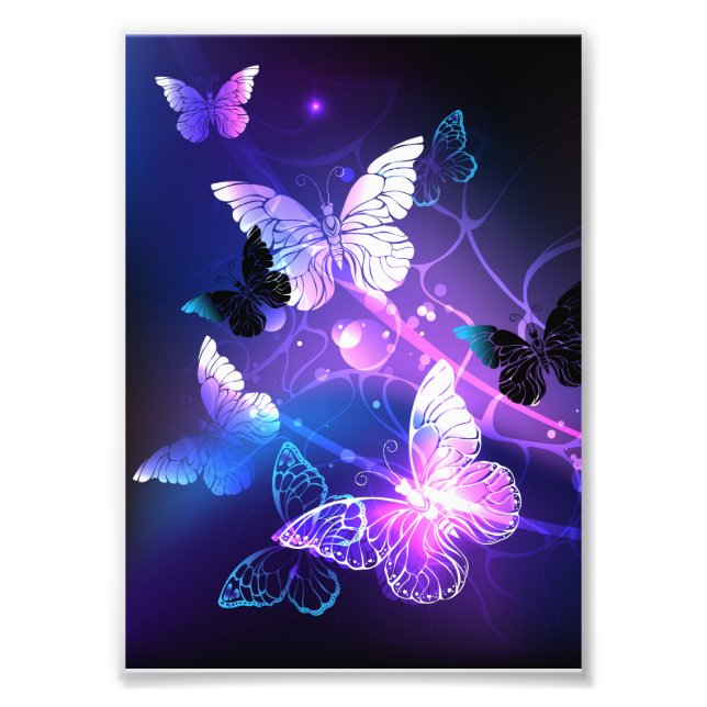 Background with Night Butterflies Photo Print (Front)