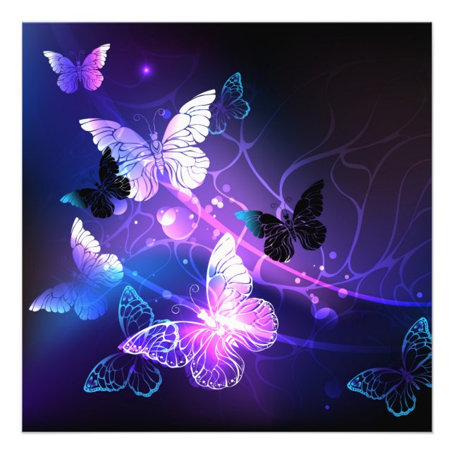 Background with Night Butterflies Photo Print (Front)