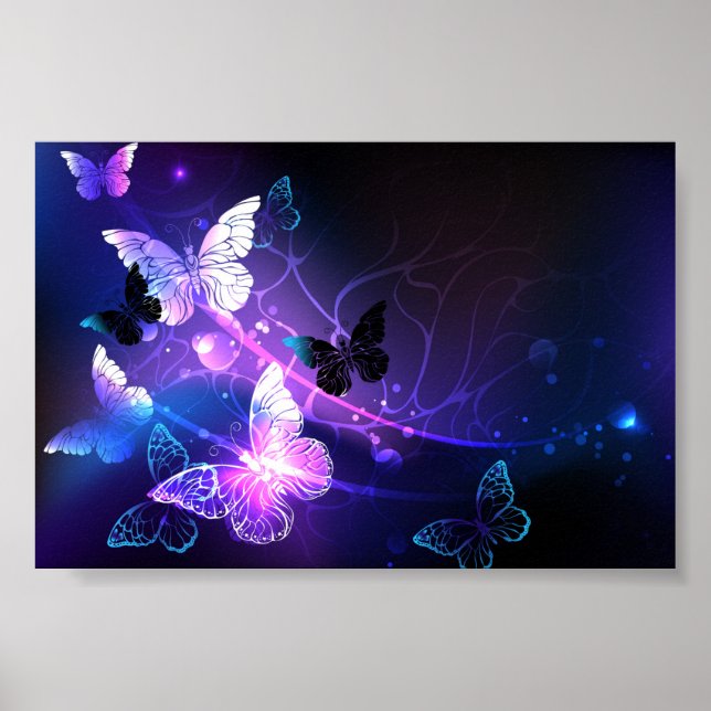 Background with Night Butterflies Poster (Front)