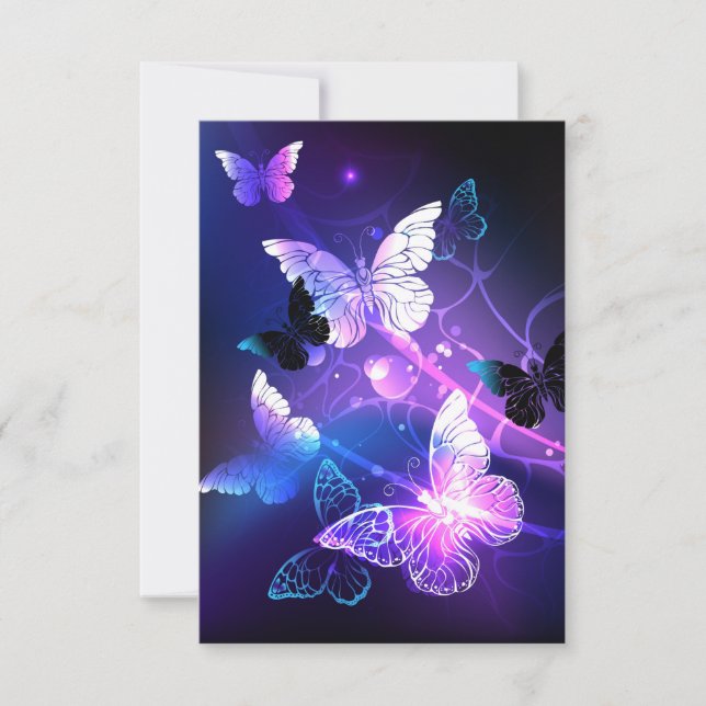 Background with Night Butterflies Thank You Card (Front)