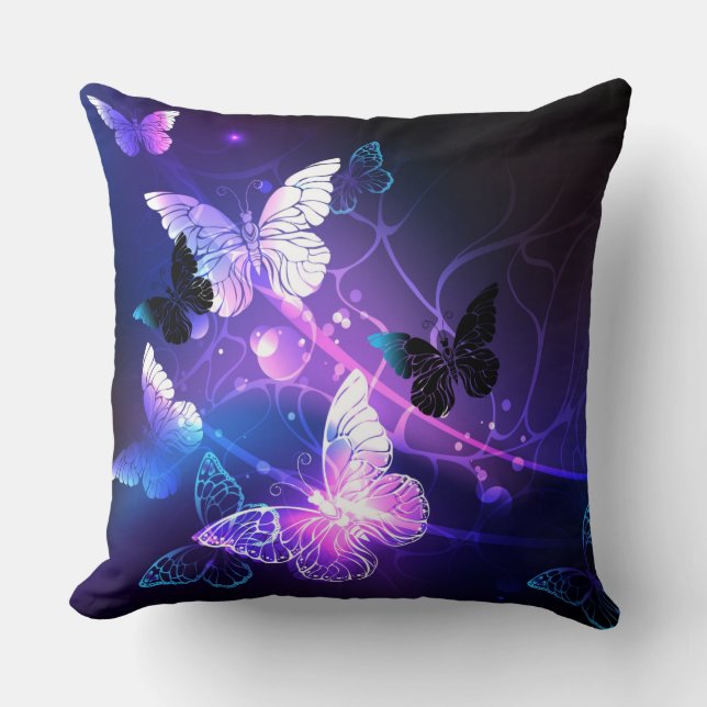 Background with Night Butterflies Throw Pillow (Front)