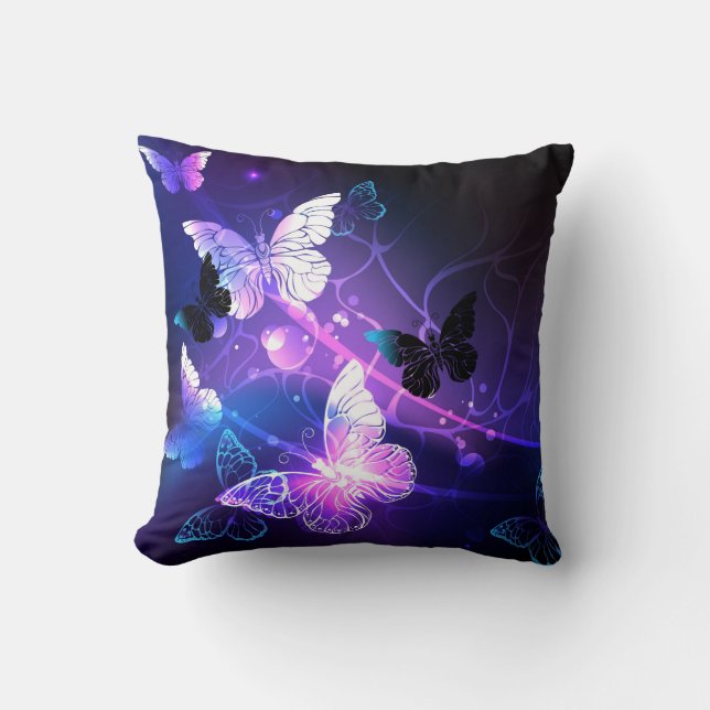 Background with Night Butterflies Throw Pillow (Front)