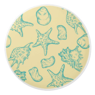 Background with shells. Hand drawn 2 Ceramic Knob