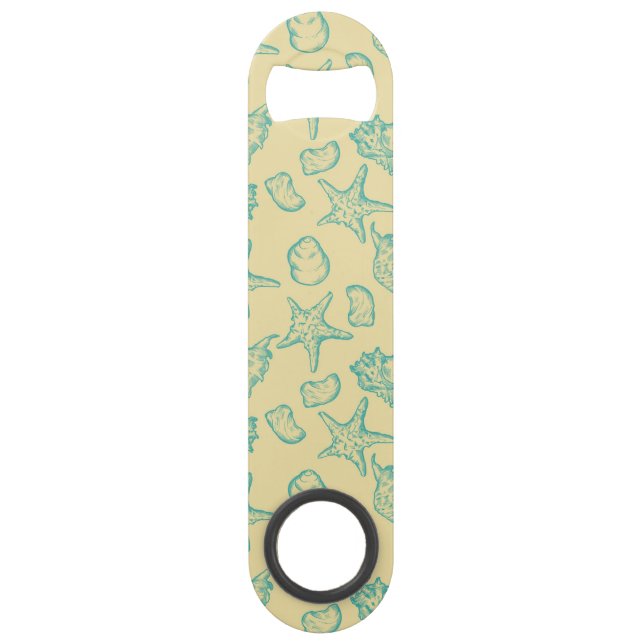 Background with shells. Hand drawn 2 Speed Bottle Opener (Front)