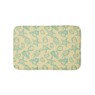 Background with shells. Hand drawn Bath Mat