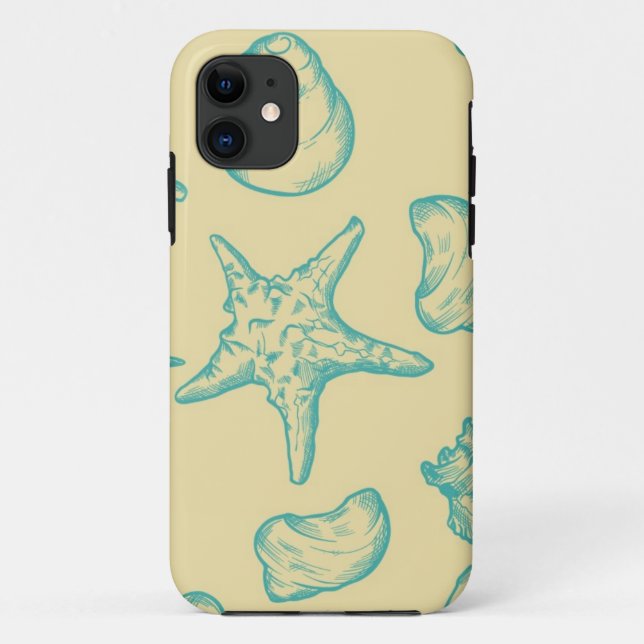 Background with shells. Hand drawn Case-Mate iPhone Case (Back)