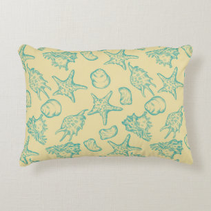Background with shells. Hand drawn Decorative Pillow