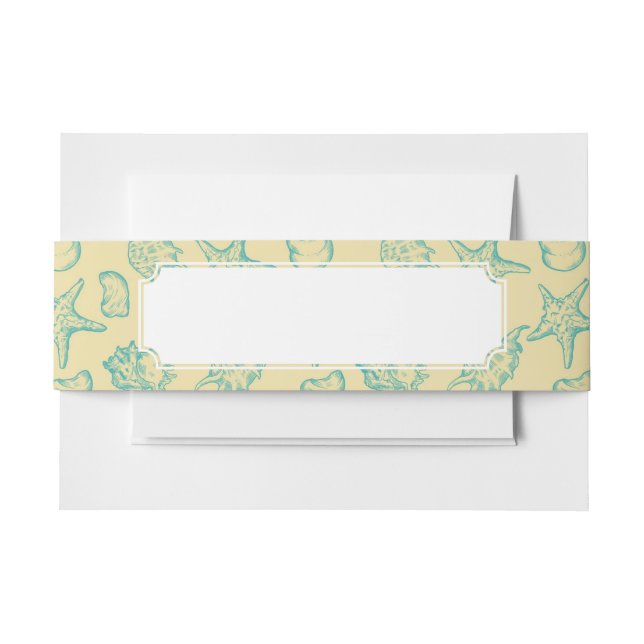 Background with shells. Hand drawn Invitation Belly Band (Front Example)