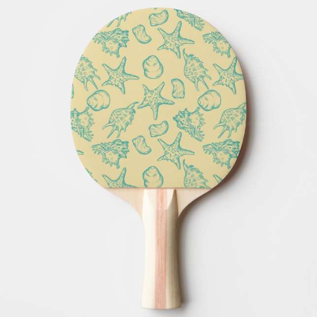 Background with shells. Hand drawn Ping Pong Paddle (Front)