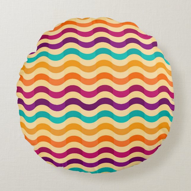 Background with stripes in retro 2 round pillow (Front)