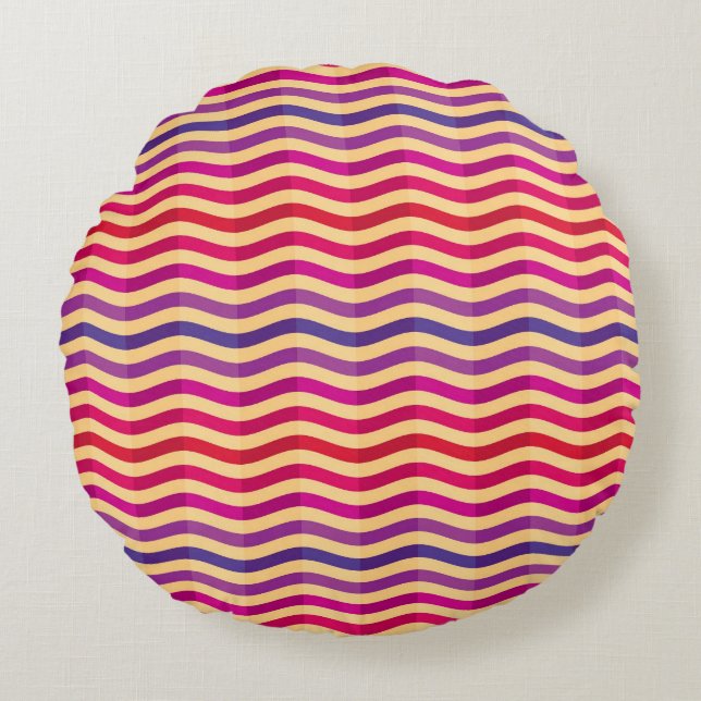 Background with stripes in retro 3 round pillow (Front)