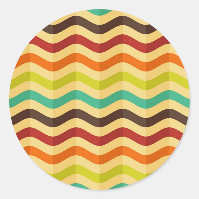 Background with stripes in retro 4 classic round sticker (Front)