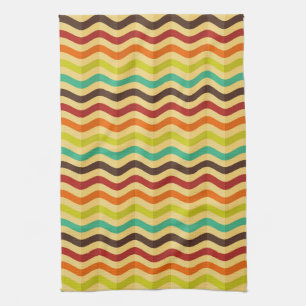 Background with stripes in retro 4 kitchen towel
