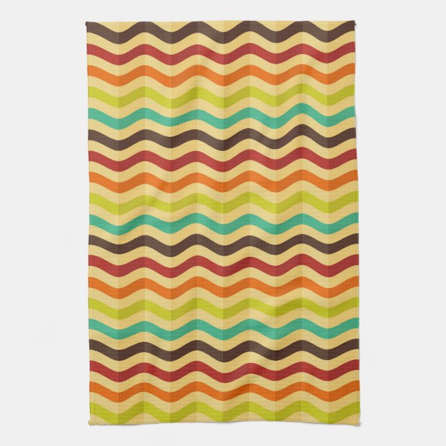 Background with stripes in retro 4 kitchen towel (Vertical)