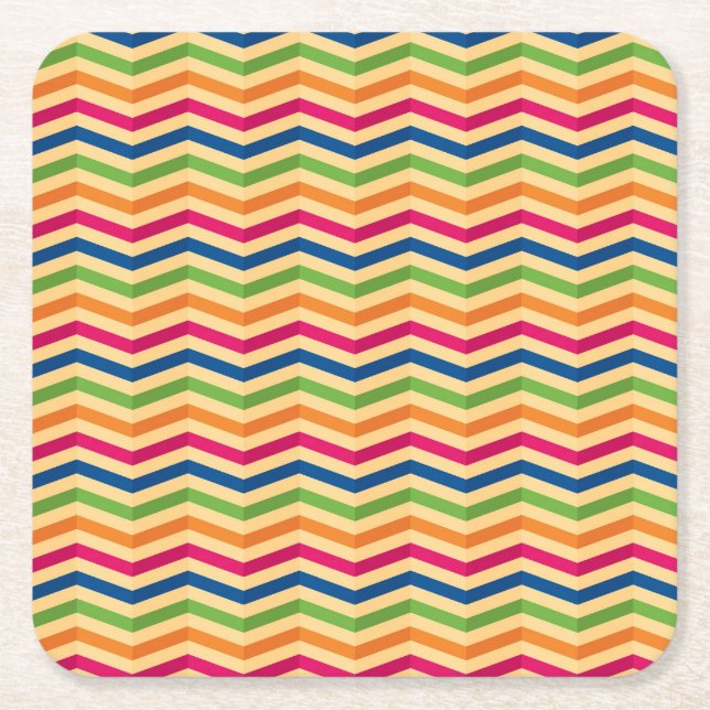 Background with stripes in retro square paper coaster (Front)