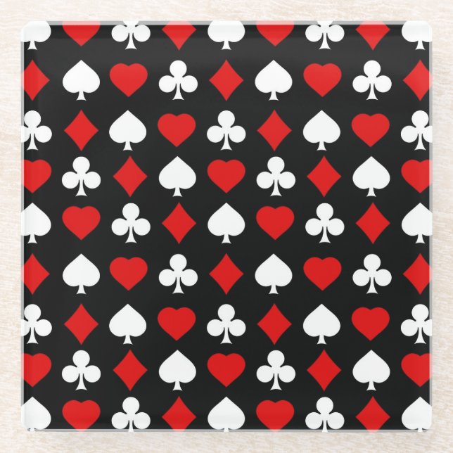 Background with suits glass coaster (Front)