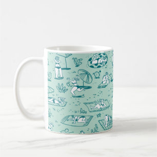 Background with summer beach girls. Seamless patte Coffee Mug